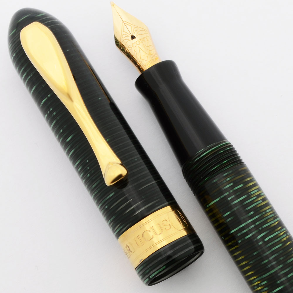 Visconti Copernicus LE Fountain Pen - Green Ringed Celluloid, 18k